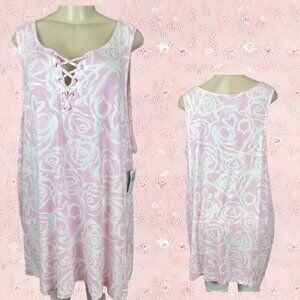 Lovesick Torrid Plus 5 Pink Spray Paint Print Lace Up Detail Neckline Tank Top